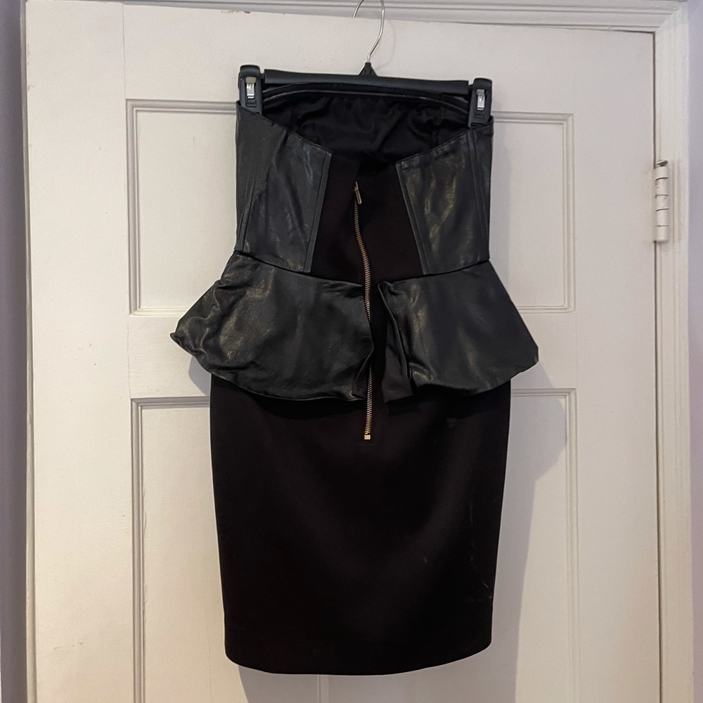 H&M black faux leather pulum dress WORN ONCE SIZE 4